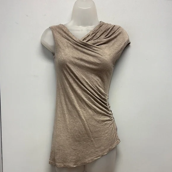 Helmut Lang Asymmetrical Side Ruched Cowl Neck Top Size P - Picture 1 of 11